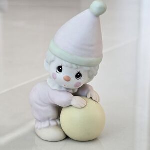 Enesco Clown Porcelain Figurine - Pink, Green, Yellow and White